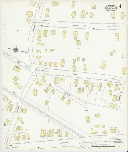 Sanborn Fire Insurance Map from Andover, Essex County, Massachusetts (1911), Sheet #0004 - Complete Map Set gallery image, historic Sanborn map, vintage wall art, Massachusetts Massachusetts