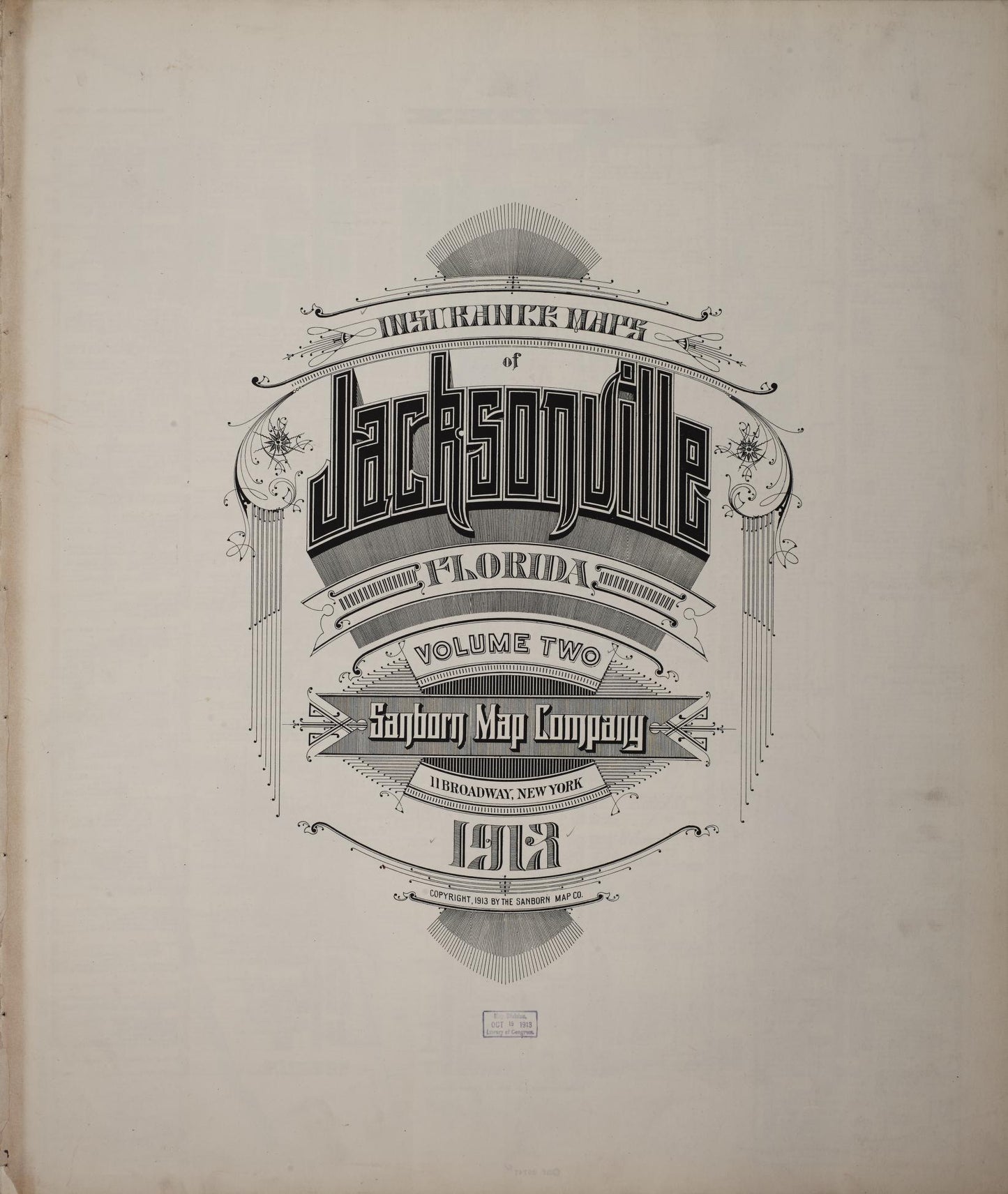 Sanborn Fire Insurance Map from Jacksonville, Duval County, Florida (1913), Sheet #0001 - Complete Map Set gallery image, historic Sanborn map, vintage wall art, Florida Florida