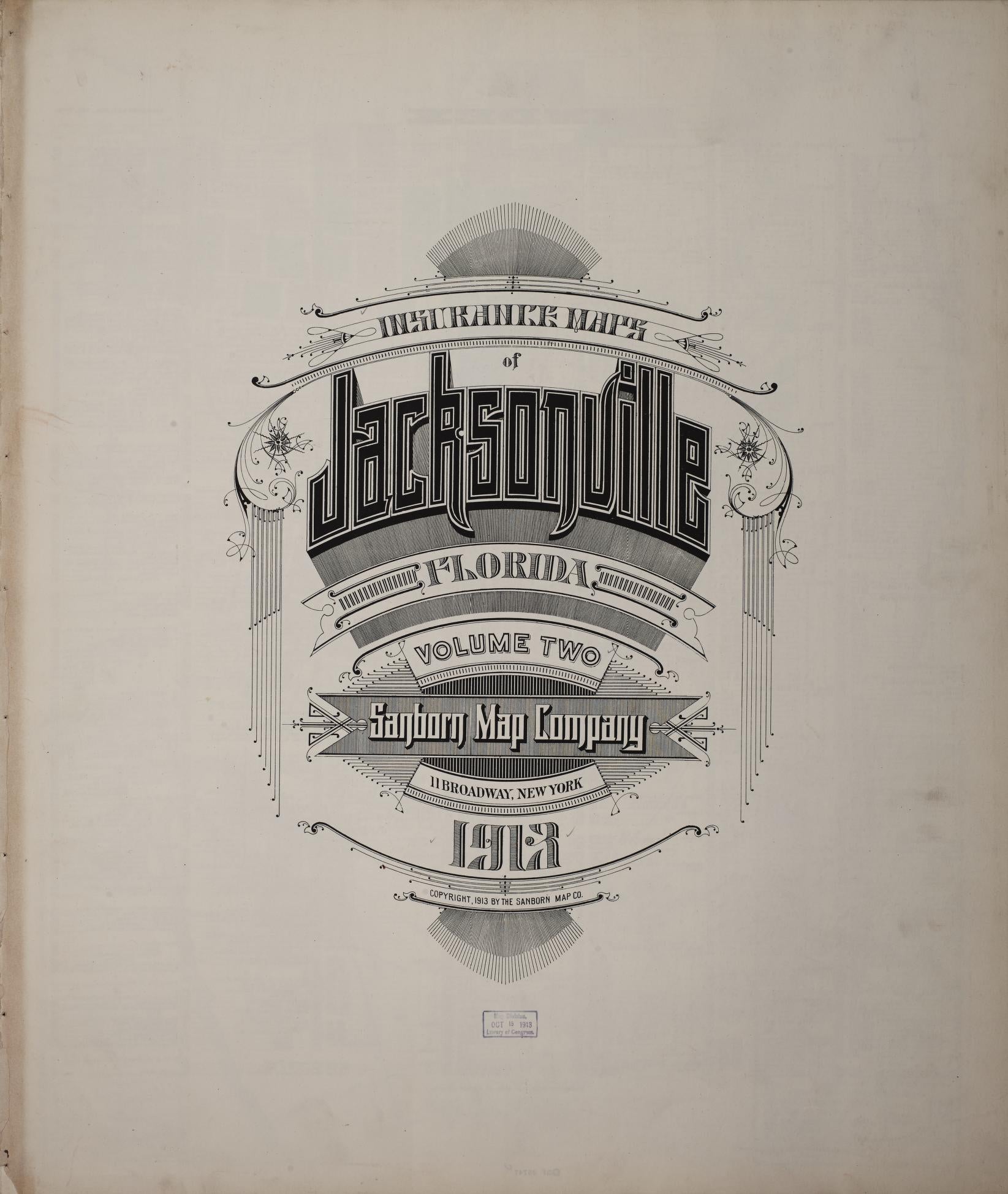 Sanborn Fire Insurance Map from Jacksonville, Duval County, Florida (1913), Sheet #0001 - Complete Map Set gallery image, historic Sanborn map, vintage wall art, Florida Florida