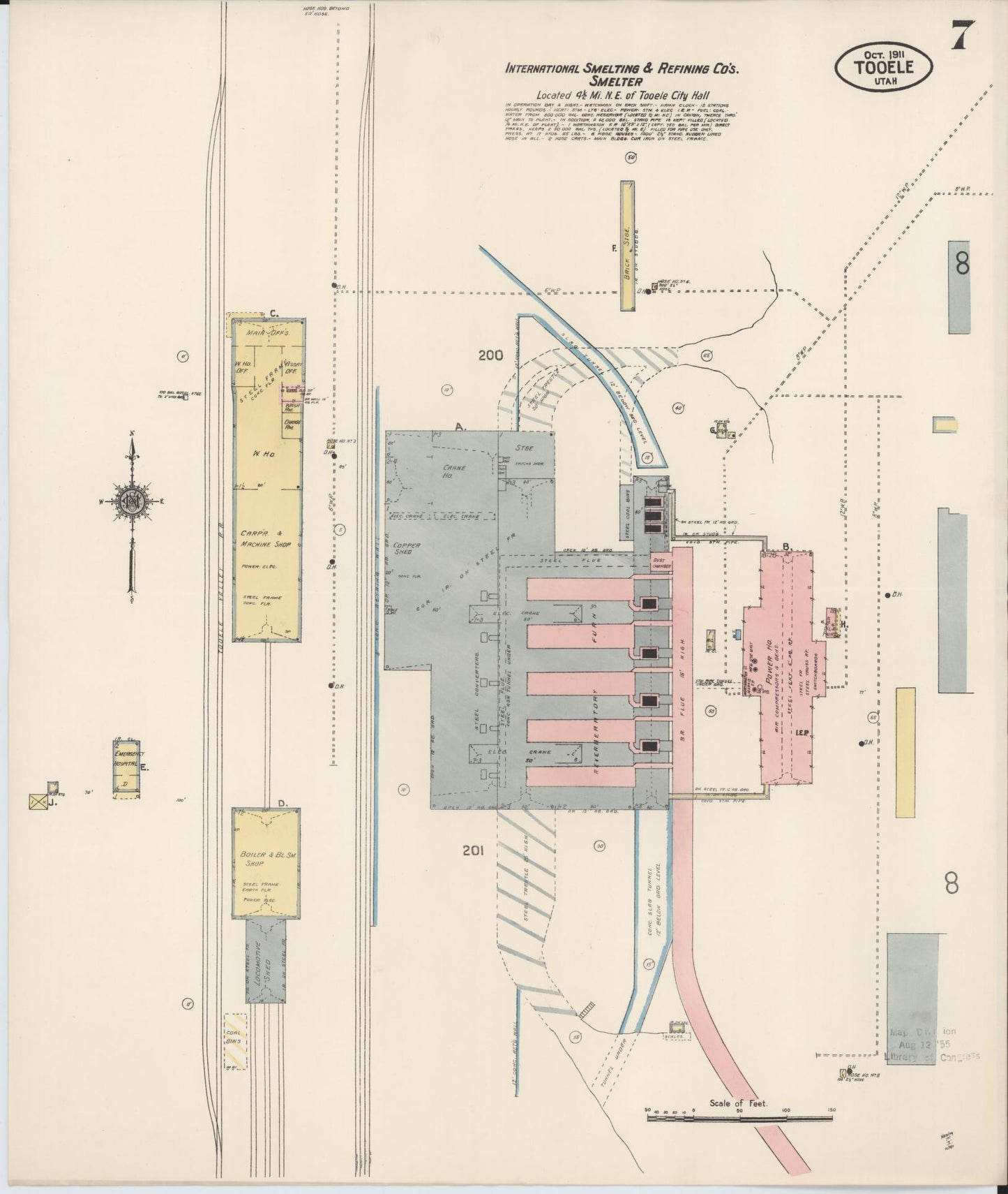 Sanborn Fire Insurance Map from Tooele, Tooele County, Utah (1911), Sheet #0007 - Complete Map Set gallery image, historic Sanborn map, vintage wall art, Utah Utah