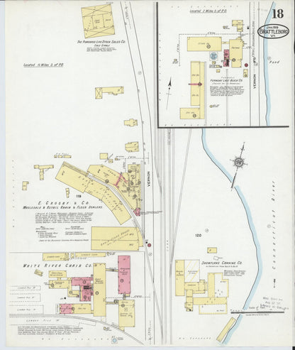 Sanborn Fire Insurance Map from Brattleboro, Windham County, Vermont (1919), Sheet #0018 - Complete Map Set gallery image, historic Sanborn map, vintage wall art, Vermont Vermont