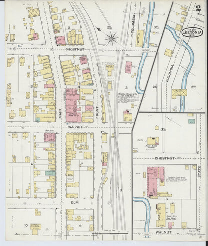 Sanborn Fire Insurance Map from Leetonia, Columbiana County, Ohio (1893), Sheet #0002 - Historic Sanborn Fire Insurance Map Print, vintage old map wall art, antique decor, genealogy gift, Ohio Ohio map