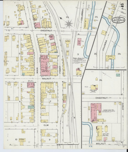 Sanborn Fire Insurance Map from Leetonia, Columbiana County, Ohio (1893), Sheet #0002 - Historic Sanborn Fire Insurance Map Print, vintage old map wall art, antique decor, genealogy gift, Ohio Ohio map