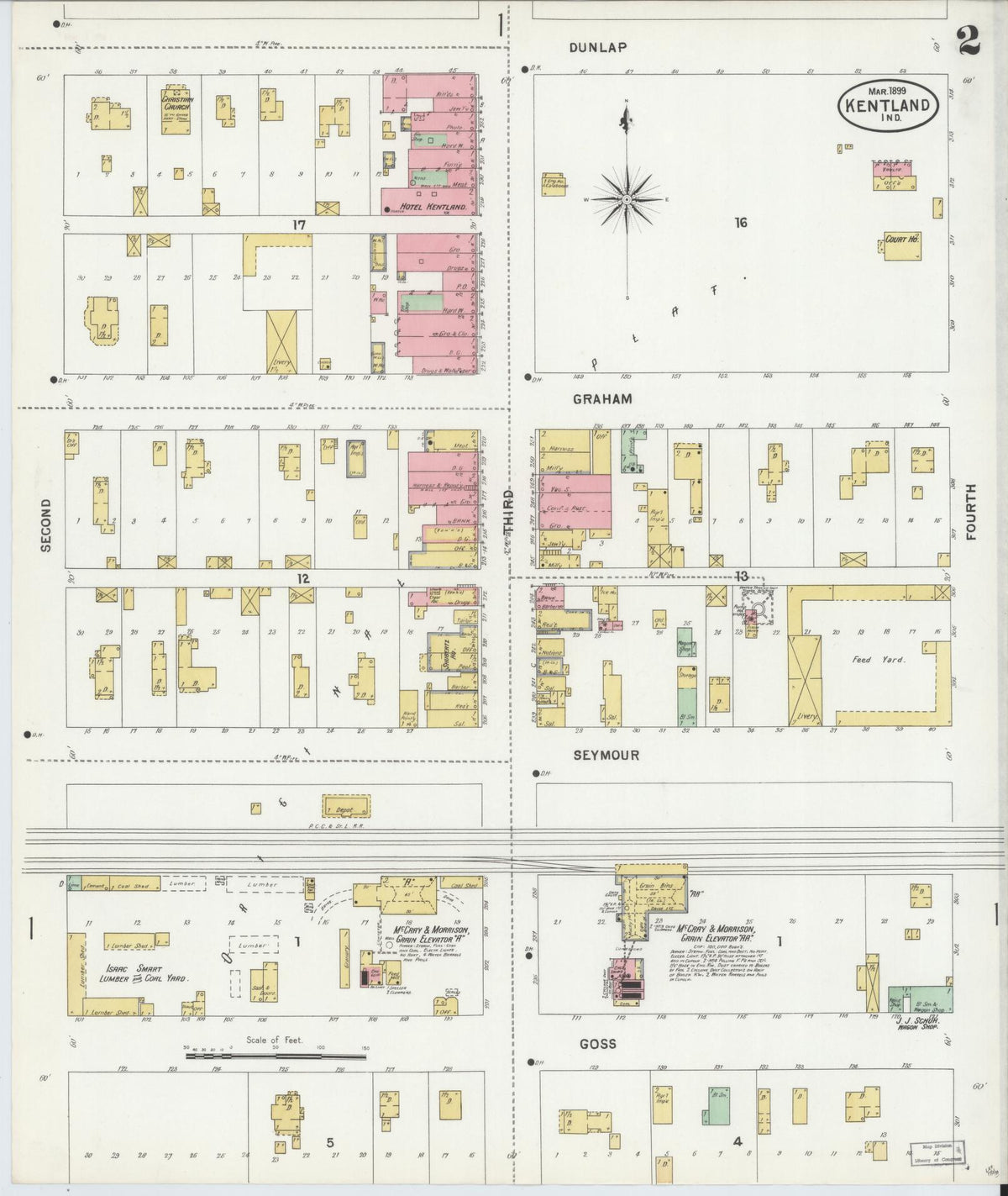 Sanborn Fire Insurance Map from Kentland, Newton County, Indiana (1899), Sheet #0002 - Historic Sanborn Fire Insurance Map Print, vintage old map wall art, antique decor, genealogy gift, Indiana Indiana map