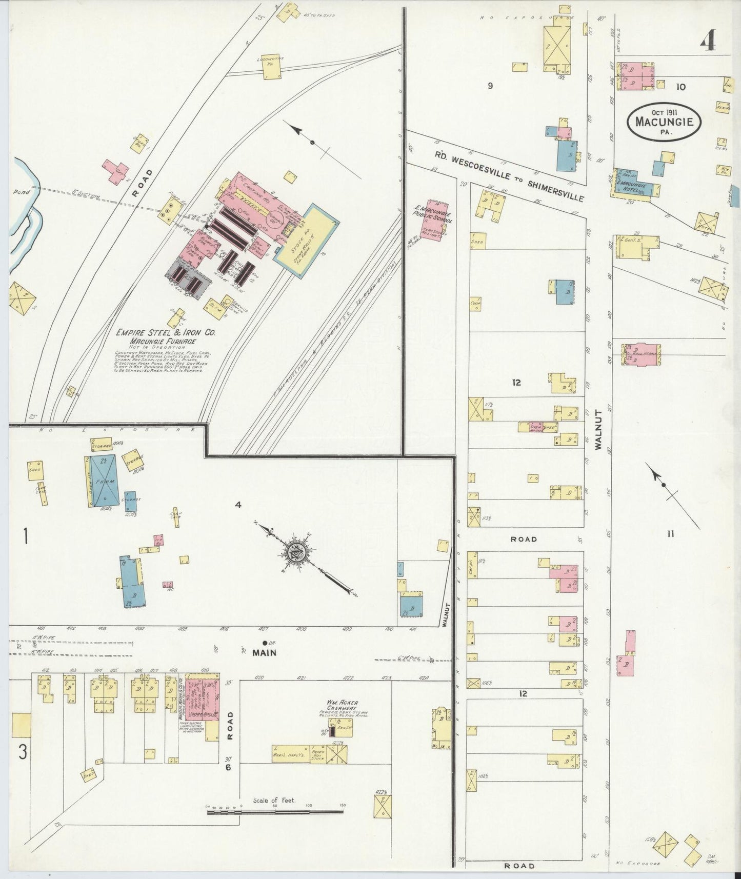 Sanborn Fire Insurance Map from Macungie, Lehigh County, Pennsylvania (1911), Sheet #0004 - Complete Map Set gallery image, historic Sanborn map, vintage wall art, Pennsylvania Pennsylvania