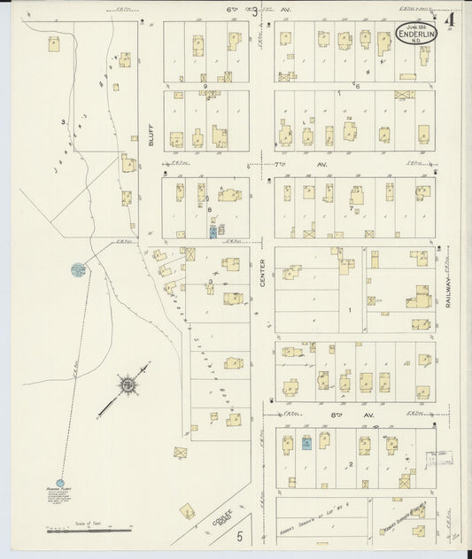 Sanborn Fire Insurance Map from Enderlin, Ransom County, North Dakota (1914), Sheet #0004 - Historic Sanborn Fire Insurance Map Print, vintage old map wall art, antique decor, genealogy gift, North Dakota North Dakota map