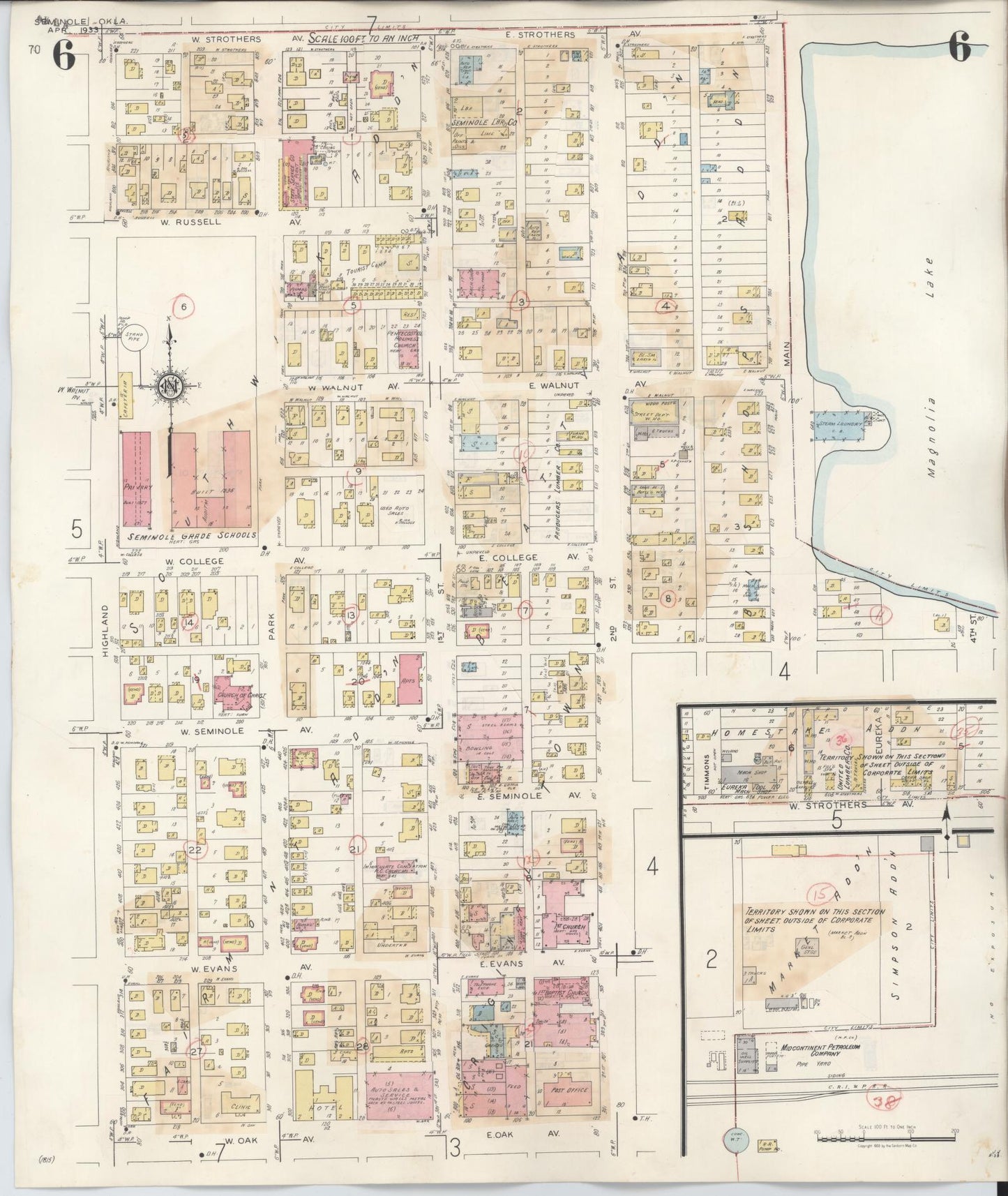 Sanborn Fire Insurance Map from Seminole, Seminole County, Oklahoma (1949), Sheet #0006 - Complete Map Set gallery image, historic Sanborn map, vintage wall art, Oklahoma Oklahoma