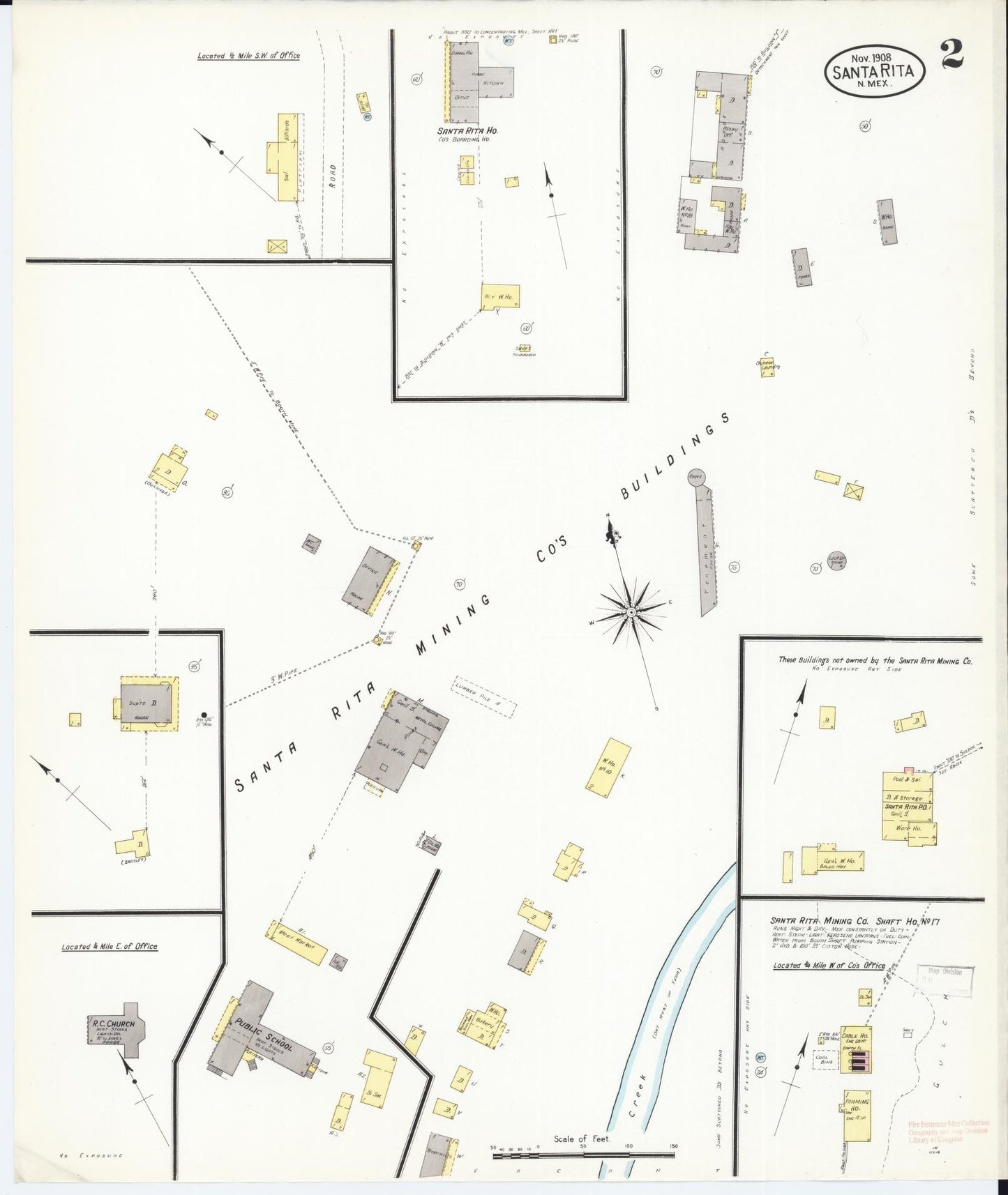 Sanborn Fire Insurance Map from Santa Rita, Grant County, New Mexico (1908), Sheet #0002 - Complete Map Set gallery image, historic Sanborn map, vintage wall art, New Mexico New Mexico