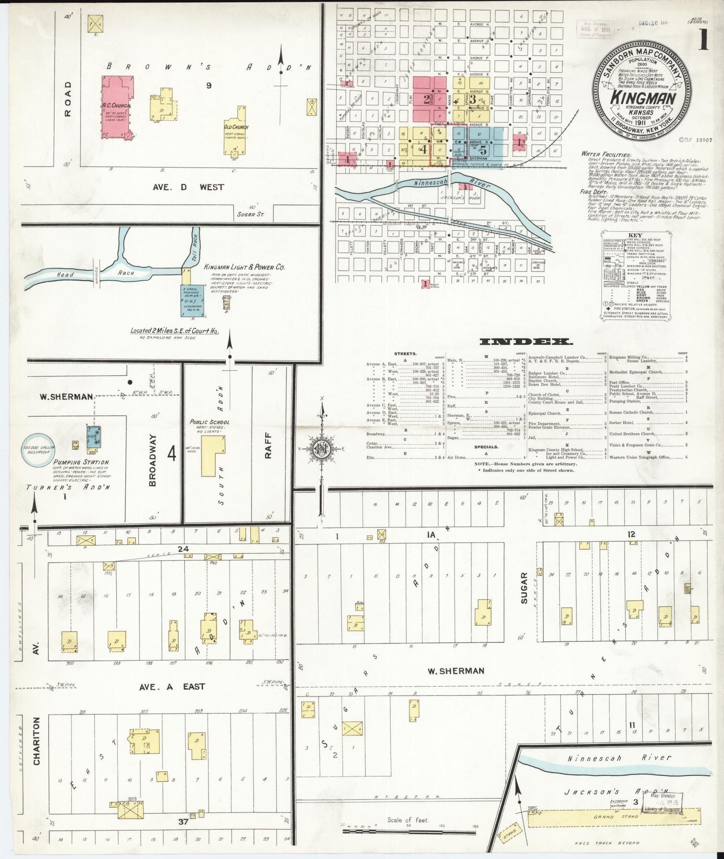 Sanborn Fire Insurance Map from Kingman, Kingman County, Kansas (1911), Sheet #0001 - Historic Sanborn Fire Insurance Map Print, vintage old map wall art, antique decor, genealogy gift, Kansas Kansas map
