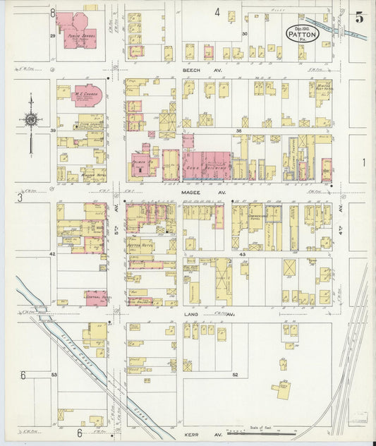 Sanborn Fire Insurance Map from Patton, Cambria County, Pennsylvania (1910), Sheet #0005 - Historic Sanborn Fire Insurance Map Print, vintage old map wall art, antique decor, genealogy gift, Pennsylvania Pennsylvania map
