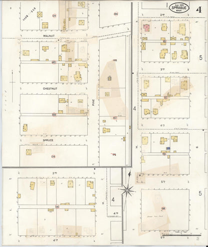 Sanborn Fire Insurance Map from Sprague, Lincoln County, Washington (1943), Sheet #0004 - Complete Map Set gallery image, historic Sanborn map, vintage wall art, Washington Washington