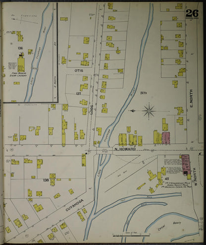 Sanborn Fire Insurance Map from Akron, Summit County, Ohio (1892), Sheet #0026 - Historic Sanborn Fire Insurance Map Print, vintage old map wall art, antique decor, genealogy gift, Ohio Ohio map