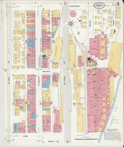 Sanborn Fire Insurance Map from Corning, Steuben County, New York (1908), Sheet #0003 - Complete Map Set gallery image, historic Sanborn map, vintage wall art, New York New York