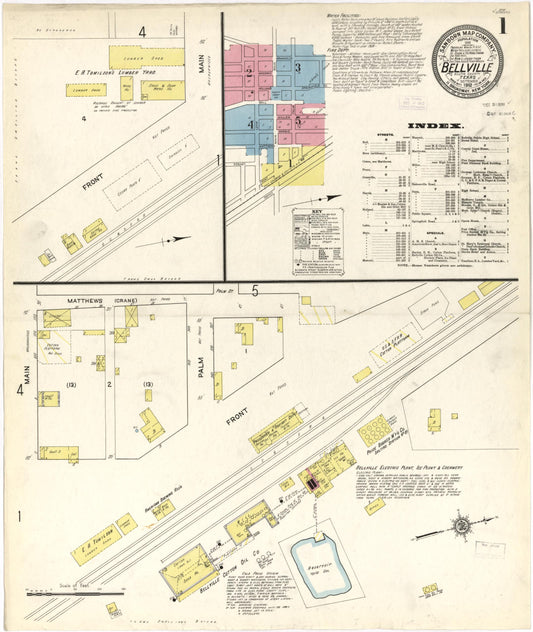 Sanborn Fire Insurance Map from Bellville, Austin County, Texas (1912), Sheet #0001 - Historic Sanborn Fire Insurance Map Print, vintage old map wall art, antique decor, genealogy gift, Texas Texas map