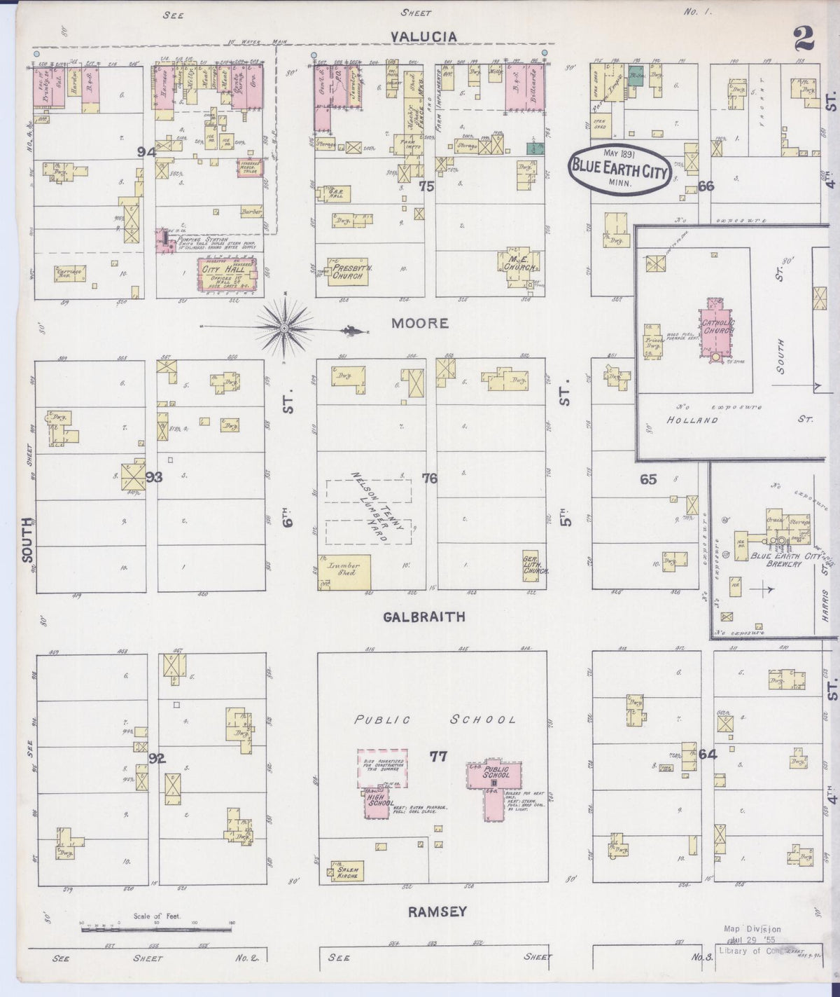 Sanborn Fire Insurance Map from Blue Earth, Faribault County, Minnesota (1891), Sheet #0002 - Complete Map Set gallery image, historic Sanborn map, vintage wall art, Minnesota Minnesota