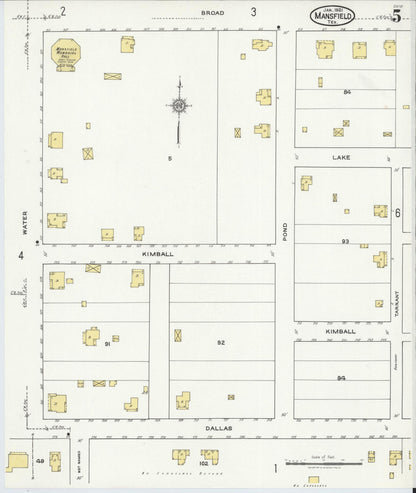 Sanborn Fire Insurance Map from Mansfield, Tarrant County, Texas (1921), Sheet #0005 - Complete Map Set gallery image, historic Sanborn map, vintage wall art, Texas Texas