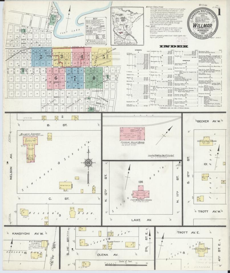 Sanborn Fire Insurance Map from Willmar, Kandiyohi County, Minnesota. (1914) – Map View