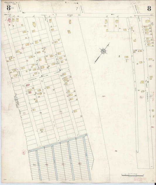Sanborn Fire Insurance Map from Northfield, Atlantic County, New Jersey (1942), Sheet #0008 - Historic Sanborn Fire Insurance Map Print, vintage old map wall art, antique decor, genealogy gift, New Jersey New Jersey map
