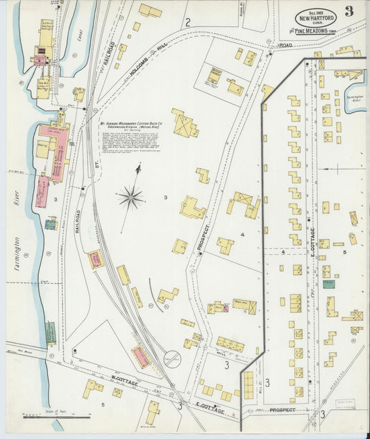 Sanborn Fire Insurance Map from New Hartford, Litchfield County, Connecticut (1903), Sheet #0003 - Historic Sanborn Fire Insurance Map Print, vintage old map wall art, antique decor, genealogy gift, Connecticut Connecticut map