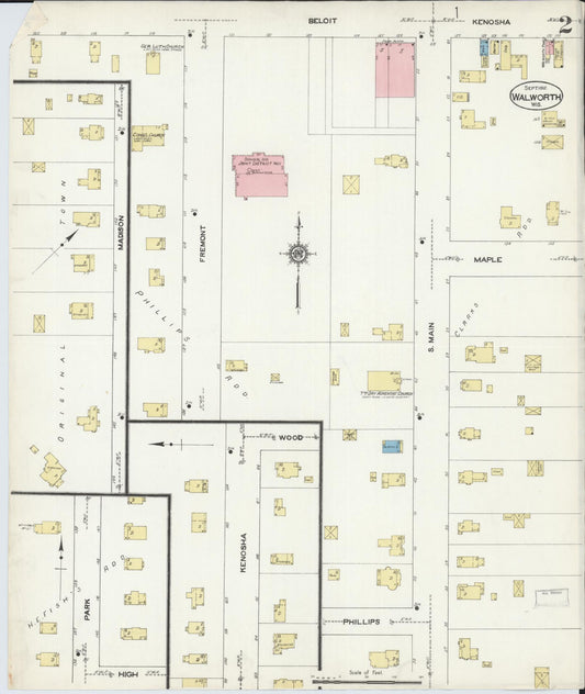 Sanborn Fire Insurance Map from Walworth, Walworth County, Wisconsin (1912), Sheet #0002 - Historic Sanborn Fire Insurance Map Print, vintage old map wall art, antique decor, genealogy gift, Wisconsin Wisconsin map