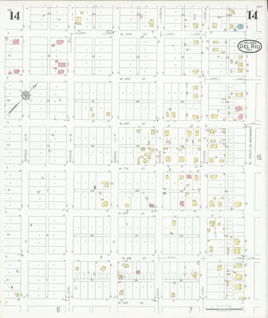 Sanborn Fire Insurance Map from Del Rio, Val Verde County, Texas (1930), Sheet #0014 - Historic Sanborn Fire Insurance Map Print, vintage old map wall art, antique decor, genealogy gift, Texas Texas map
