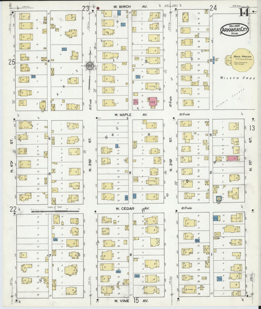 Sanborn Fire Insurance Map from Arkansas City, Cowley County, Kansas (1920), Sheet #0014 - Historic Sanborn Fire Insurance Map Print, vintage old map wall art, antique decor, genealogy gift, Arkansas Arkansas map