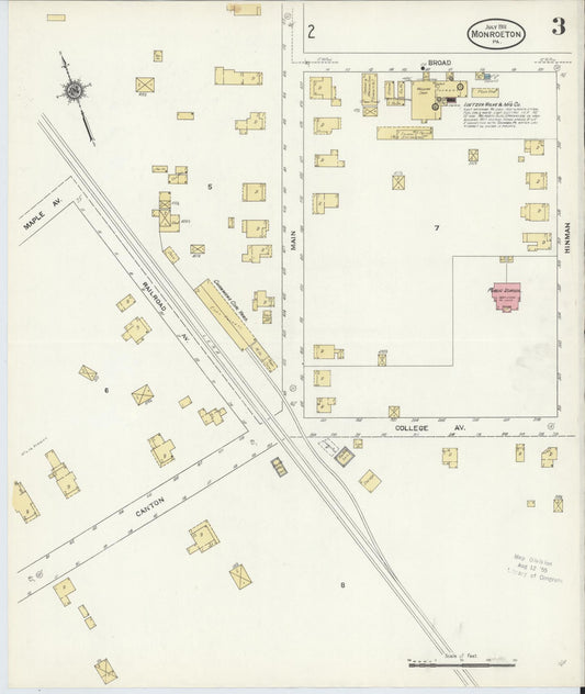 Sanborn Fire Insurance Map from Monroeton, Bradford County, Pennsylvania (1911), Sheet #0003 - Historic Sanborn Fire Insurance Map Print, vintage old map wall art, antique decor, genealogy gift, Pennsylvania Pennsylvania map