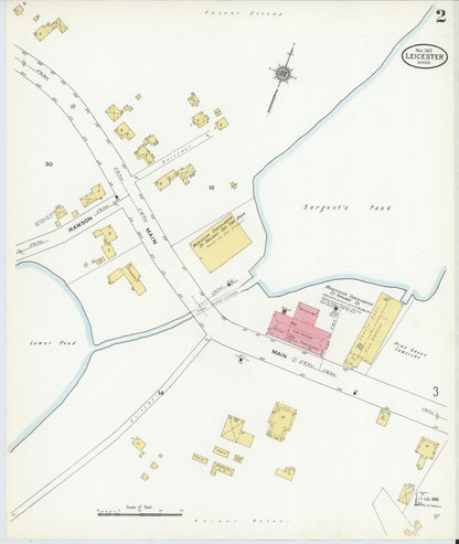 Sanborn Fire Insurance Map from Leicester, Worcester County, Massachusetts (1910), Sheet #0002 - Complete Map Set gallery image, historic Sanborn map, vintage wall art, Massachusetts Massachusetts