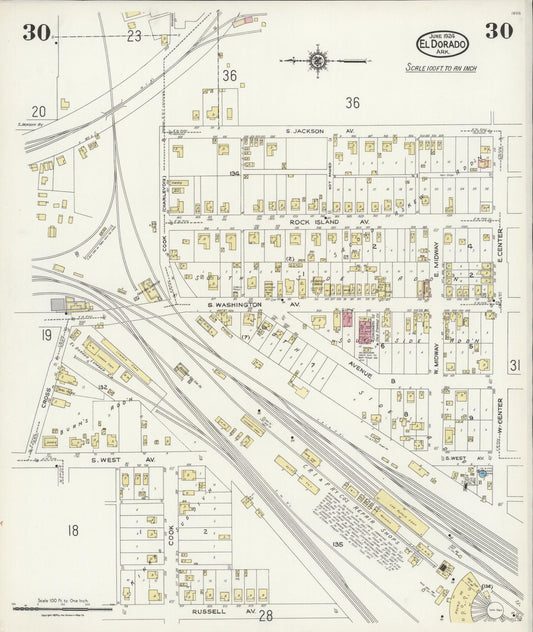 Sanborn Fire Insurance Map from El Dorado, Union County, Arkansas (1924), Sheet #0030 - Historic Sanborn Fire Insurance Map Print, vintage old map wall art, antique decor, genealogy gift, Arkansas Arkansas map
