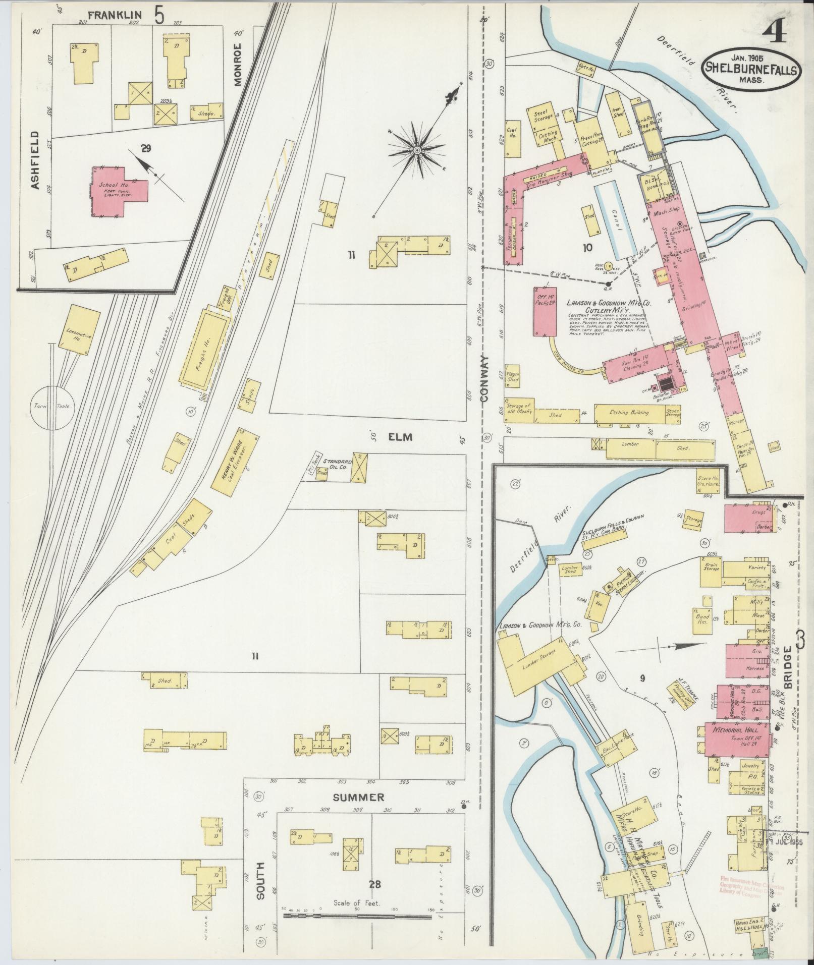 Sanborn Fire Insurance Map from Shelburne Falls, Franklin County, Massachusetts (1905), Sheet #0004 - Complete Map Set gallery image, historic Sanborn map, vintage wall art, Massachusetts Massachusetts