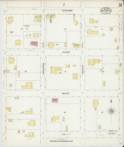 Sanborn Fire Insurance Map from Bastrop, Morehouse Parish, Louisiana (1907), Sheet #0003 - Complete Map Set gallery image, historic Sanborn map, vintage wall art, Louisiana Louisiana