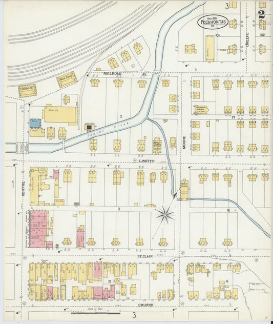Sanborn Fire Insurance Map from Pocahontas, Tazewell County, Virginia (1903), Sheet #0002 - Historic Sanborn Fire Insurance Map Print, vintage old map wall art, antique decor, genealogy gift, Virginia Virginia map