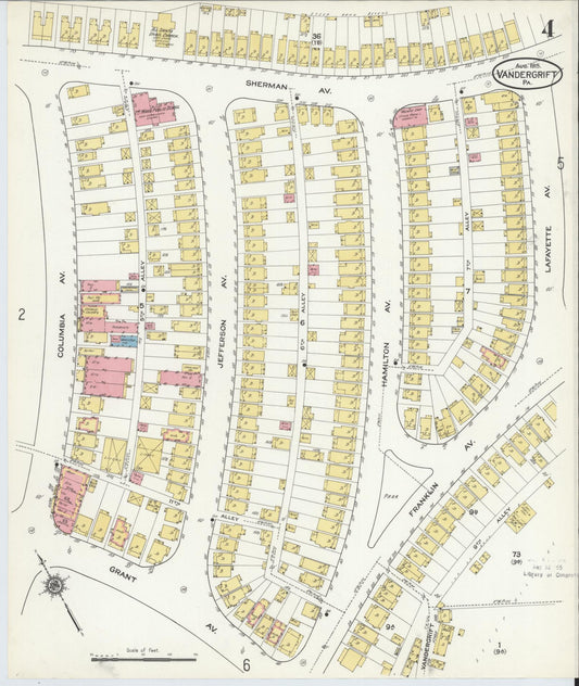 Sanborn Fire Insurance Map from Vandergrift, Westmoreland County, Pennsylvania (1915), Sheet #0004 - Historic Sanborn Fire Insurance Map Print, vintage old map wall art, antique decor, genealogy gift, Pennsylvania Pennsylvania map
