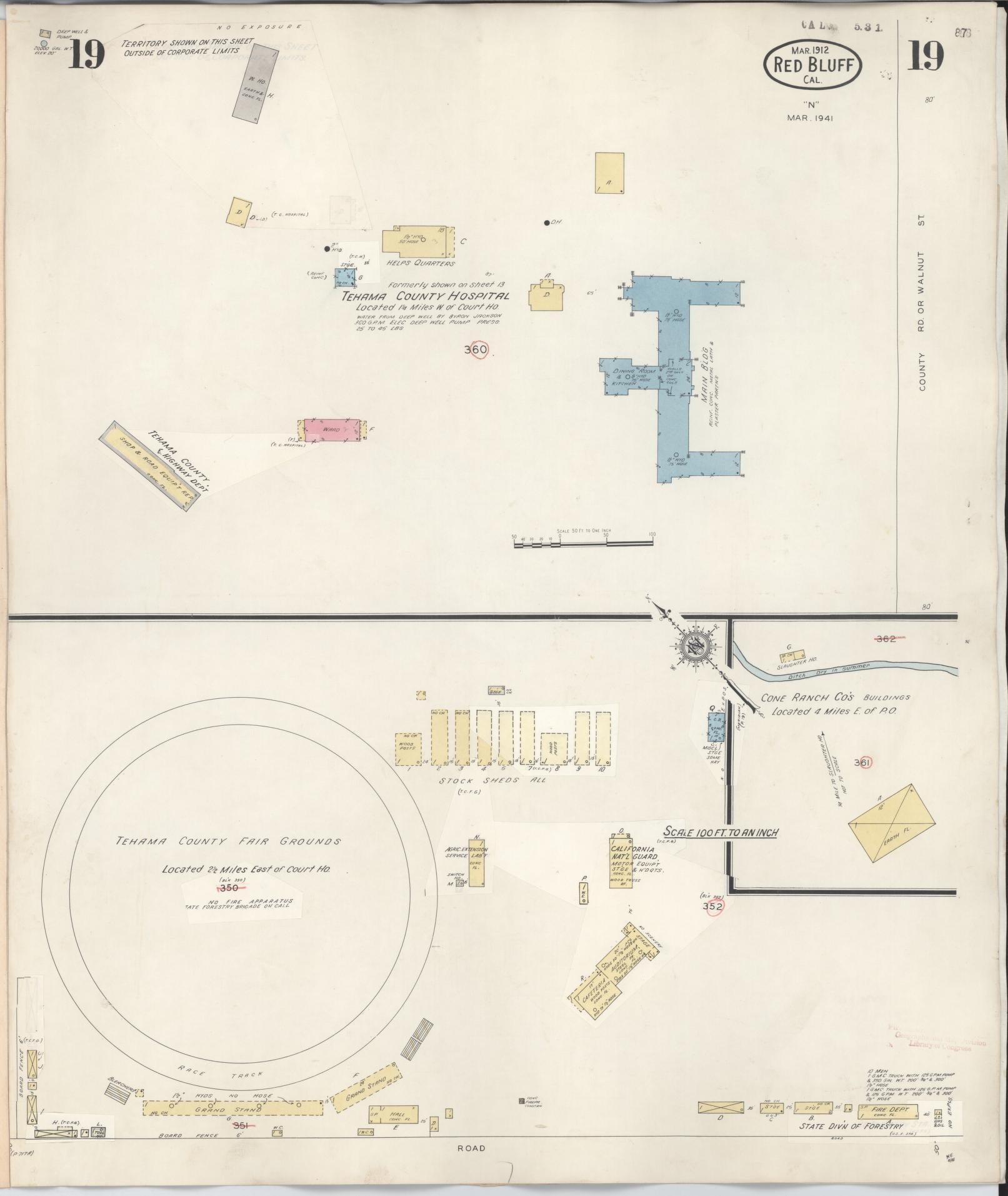Sanborn Fire Insurance Map from Red Bluff, Tehama County, California (1949), Sheet #0019 - Complete Map Set gallery image, historic Sanborn map, vintage wall art, California California