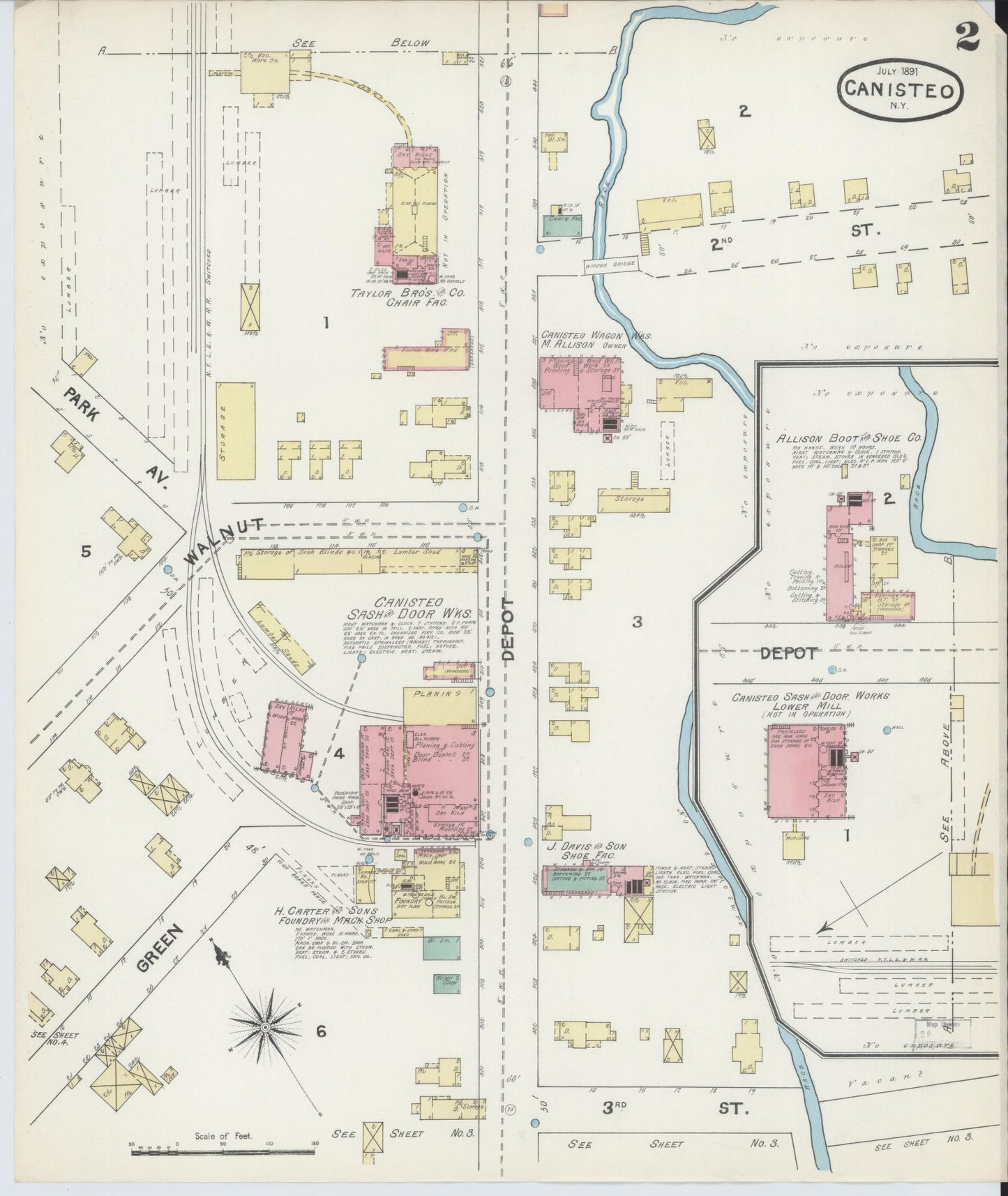 Sanborn Fire Insurance Map from Canisteo, Steuben County, New York (1891), Sheet #0002 - Historic Sanborn Fire Insurance Map Print, vintage old map wall art, antique decor, genealogy gift, New York New York map