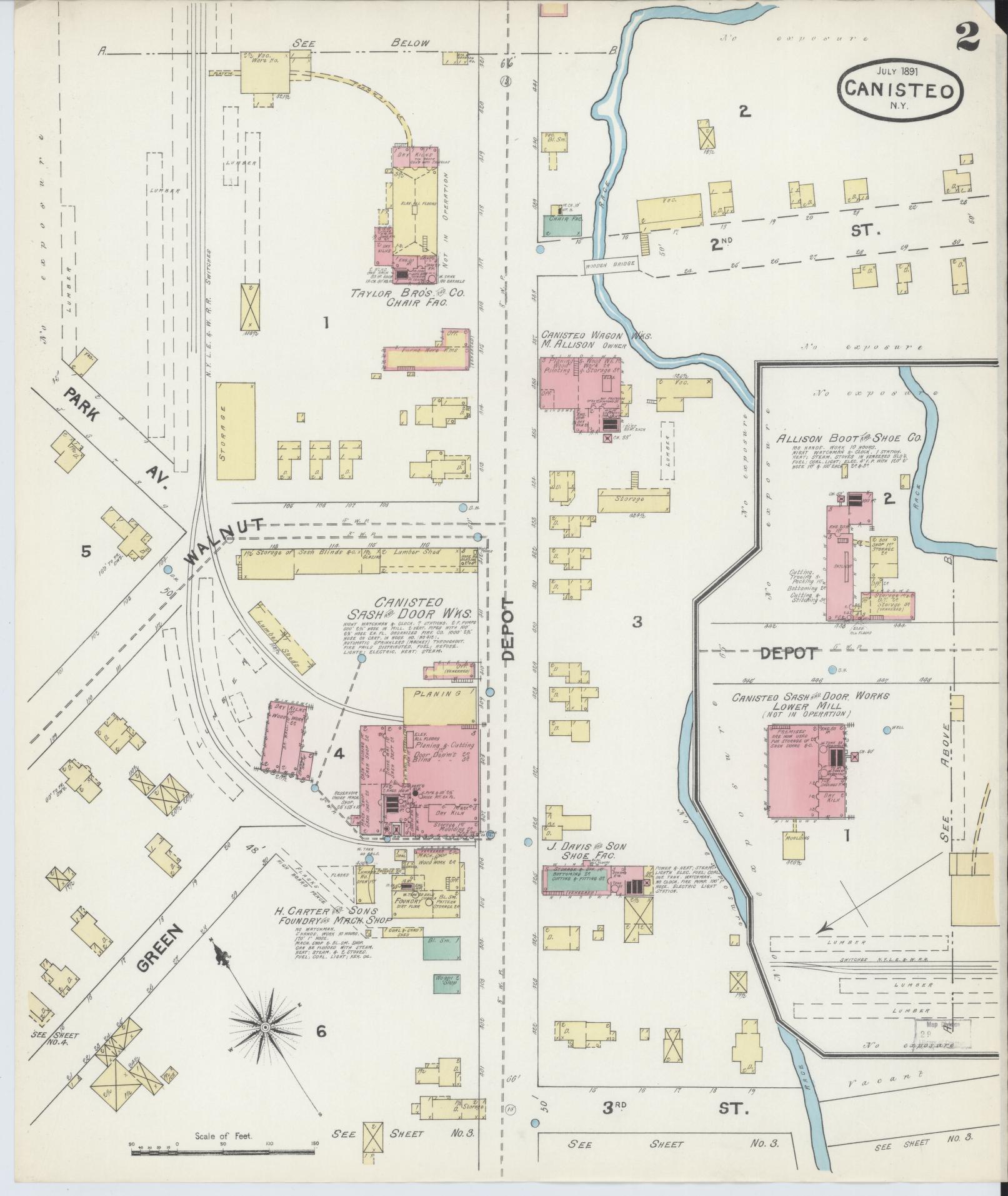 Sanborn Fire Insurance Map from Canisteo, Steuben County, New York (1891), Sheet #0002 - Historic Sanborn Fire Insurance Map Print, vintage old map wall art, antique decor, genealogy gift, New York New York map