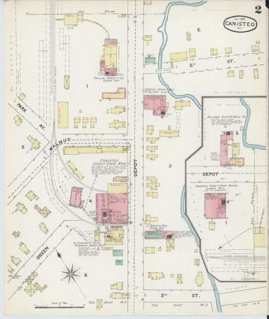 Sanborn Fire Insurance Map from Canisteo, Steuben County, New York (1891), Sheet #0002 - Historic Sanborn Fire Insurance Map Print, vintage old map wall art, antique decor, genealogy gift, New York New York map