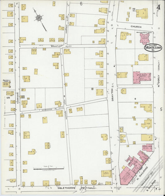 Sanborn Fire Insurance Map from Montezuma, Macon County, Georgia (1920), Sheet #0004 - Historic Sanborn Fire Insurance Map Print, vintage old map wall art, antique decor, genealogy gift, Georgia Georgia map