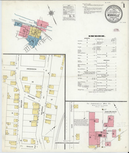Sanborn Fire Insurance Map from Manville, Providence County, Rhode Island (1911), Sheet #0001 - Complete Map Set gallery image, historic Sanborn map, vintage wall art, Rhode Island Rhode Island