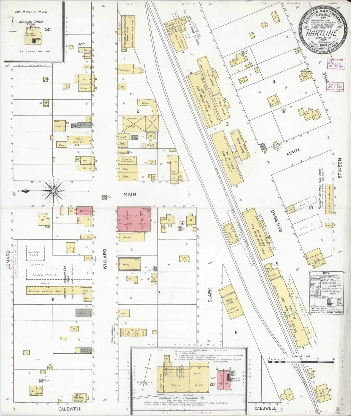 Sanborn Fire Insurance Map from Hartline, Grant County, Washington (1909), Sheet #0001 - Historic Sanborn Fire Insurance Map Print, vintage old map wall art, antique decor, genealogy gift, Washington Washington map