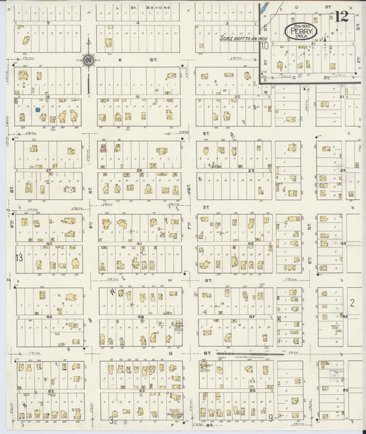 Sanborn Fire Insurance Map from Perry, Noble County, Oklahoma (1920), Sheet #0012 - Historic Sanborn Fire Insurance Map Print, vintage old map wall art, antique decor, genealogy gift, Oklahoma Oklahoma map
