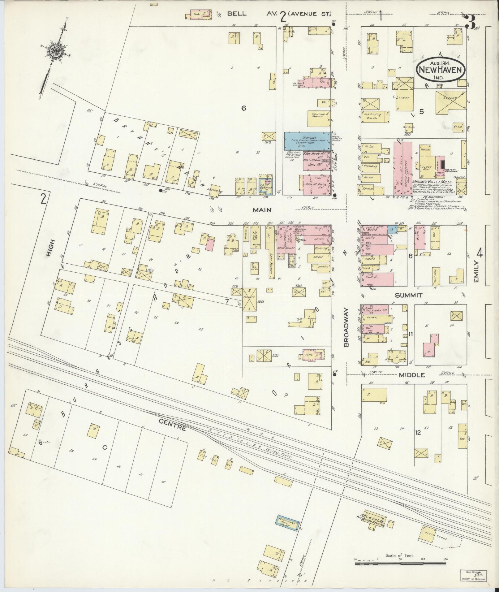 Sanborn Fire Insurance Map from New Haven, Allen County, Indiana (1914), Sheet #0003 - Complete Map Set gallery image, historic Sanborn map, vintage wall art, Indiana Indiana