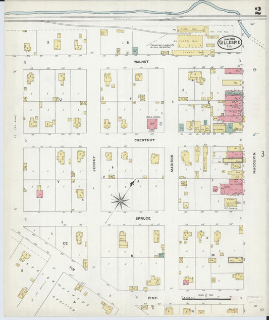Sanborn Fire Insurance Map from Gillespie, Macoupin County, Illinois (1906), Sheet #0002 - Historic Sanborn Fire Insurance Map Print, vintage old map wall art, antique decor, genealogy gift, Illinois Illinois map