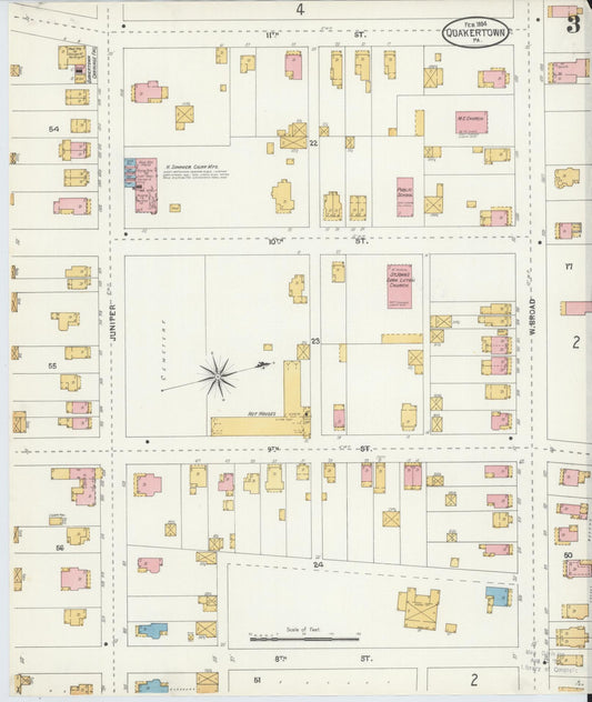 Sanborn Fire Insurance Map from Quakertown, Bucks County, Pennsylvania (1904), Sheet #0003 - Historic Sanborn Fire Insurance Map Print, vintage old map wall art, antique decor, genealogy gift, Pennsylvania Pennsylvania map