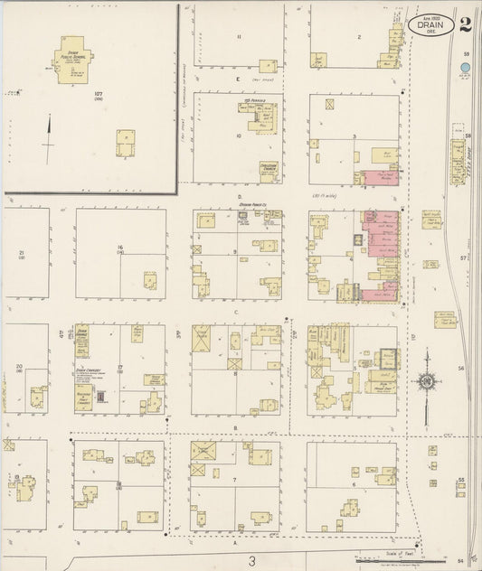 Sanborn Fire Insurance Map from Drain, Douglas County, Oregon (1920), Sheet #0002 - Historic Sanborn Fire Insurance Map Print, vintage old map wall art, antique decor, genealogy gift, Oregon Oregon map