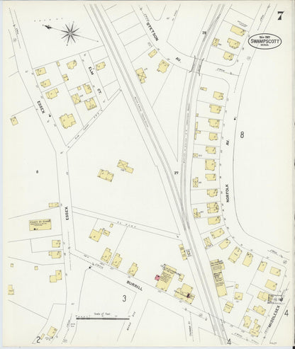Sanborn Fire Insurance Map from Swampscott, Essex County, Massachusetts (1907), Sheet #0007 - Historic Sanborn Fire Insurance Map Print, vintage old map wall art, antique decor, genealogy gift, Massachusetts Massachusetts map