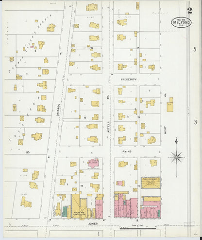 Sanborn Fire Insurance Map from Milford, Iroquois County, Illinois (1906), Sheet #0002 - Historic Sanborn Fire Insurance Map Print, vintage old map wall art, antique decor, genealogy gift, Illinois Illinois map