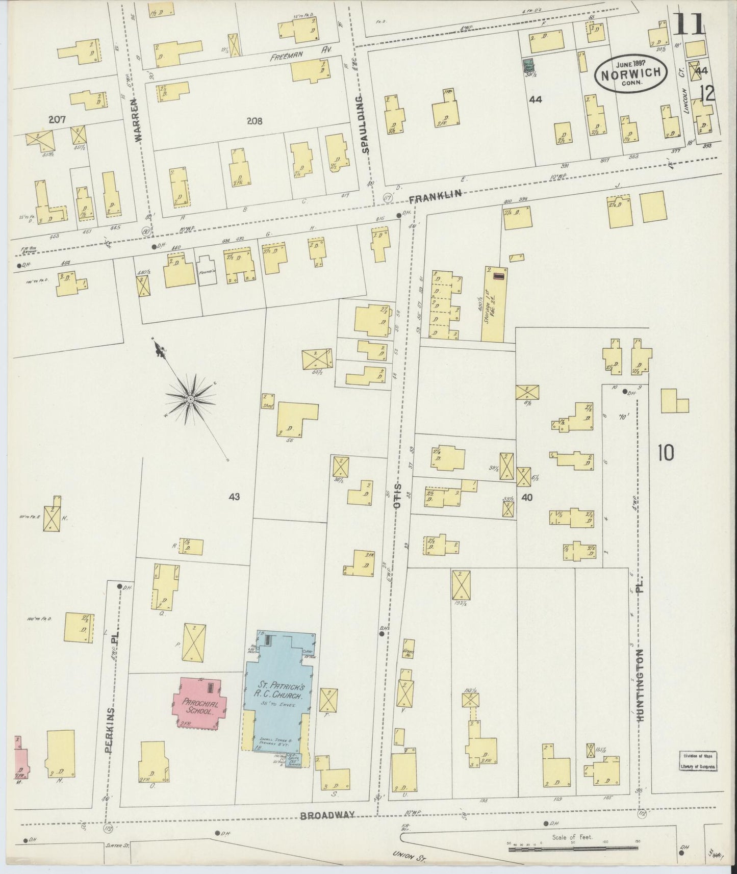 Sanborn Fire Insurance Map from Norwich, New London County, Connecticut (1897), Sheet #0011 - Complete Map Set gallery image, historic Sanborn map, vintage wall art, Connecticut Connecticut