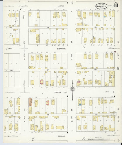 Sanborn Fire Insurance Map from Wyandotte, Wayne County, Michigan (1912), Sheet #0018 - Complete Map Set gallery image, historic Sanborn map, vintage wall art, Michigan Michigan