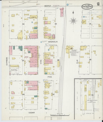Sanborn Fire Insurance Map from Cherokee, Crawford County, Kansas (1892), Sheet #0002 - Complete Map Set gallery image, historic Sanborn map, vintage wall art, Kansas Kansas